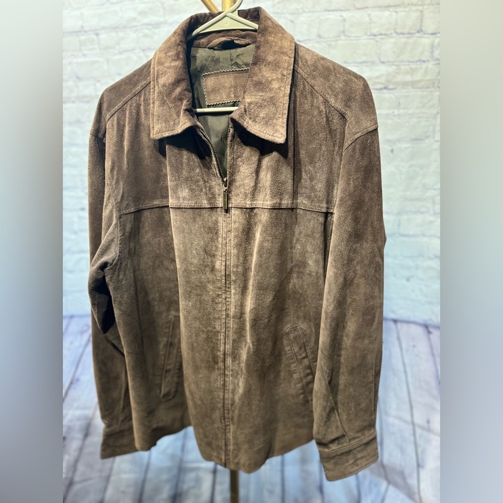John Ashford Tan Leather Coat Medium